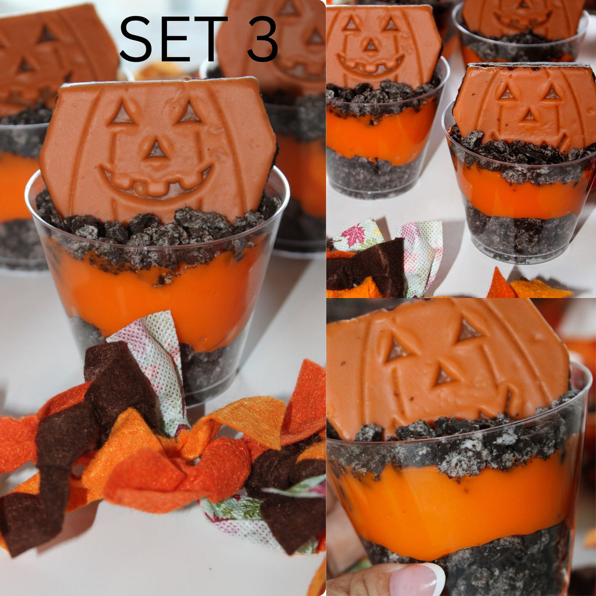 Halloween pudding cups set 3