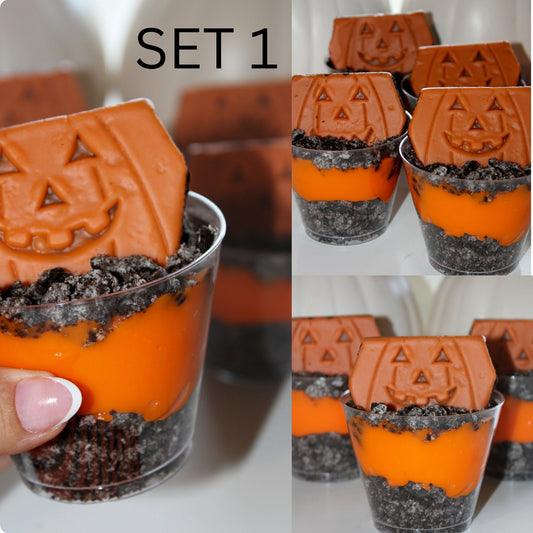 Halloween pudding cups set 1